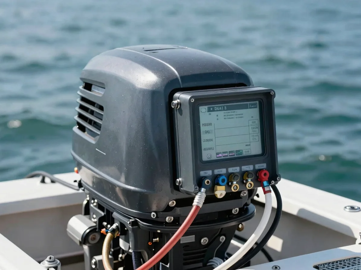 Close detail of an ECU and data logging module connected to a wat